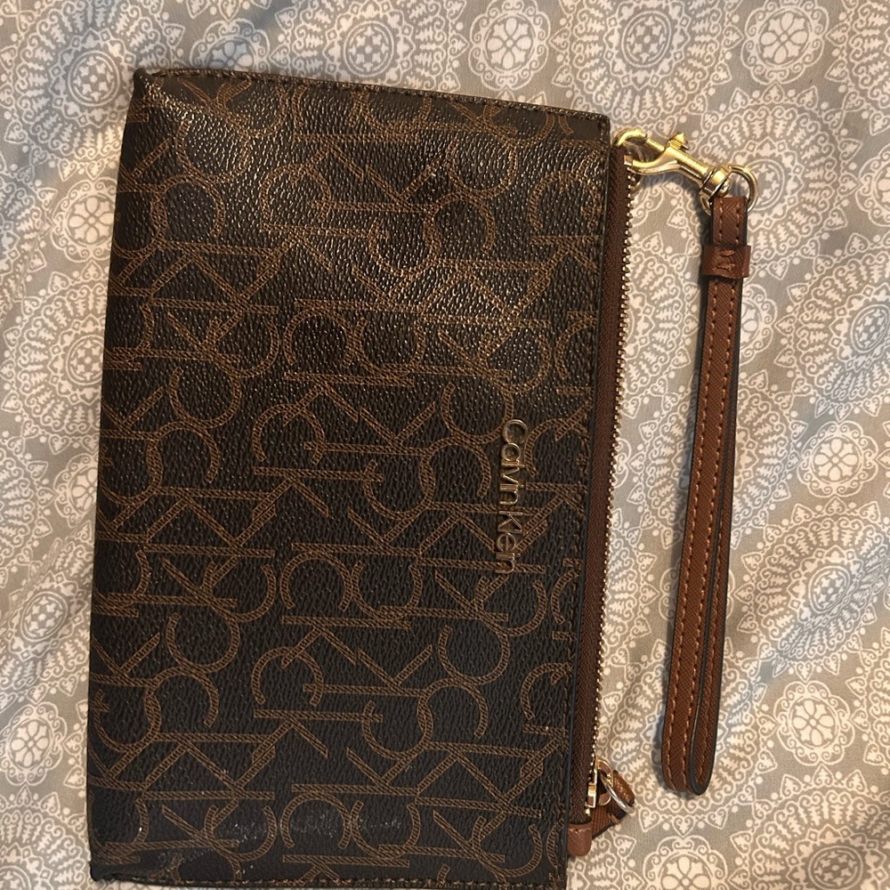 Calvin Klein Tan Monogram Pouch